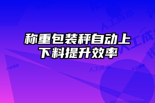 稱重包裝秤自動上下料提升效率