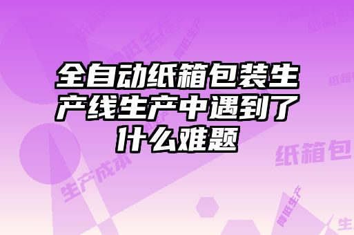 全自動紙箱包裝生產線生產中遇到了什么難題