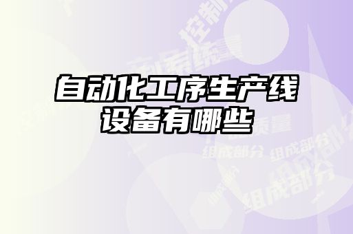自動化工序生產線設備有哪些