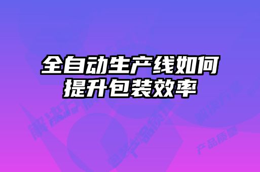 全自動生產(chǎn)線如何提升包裝效率